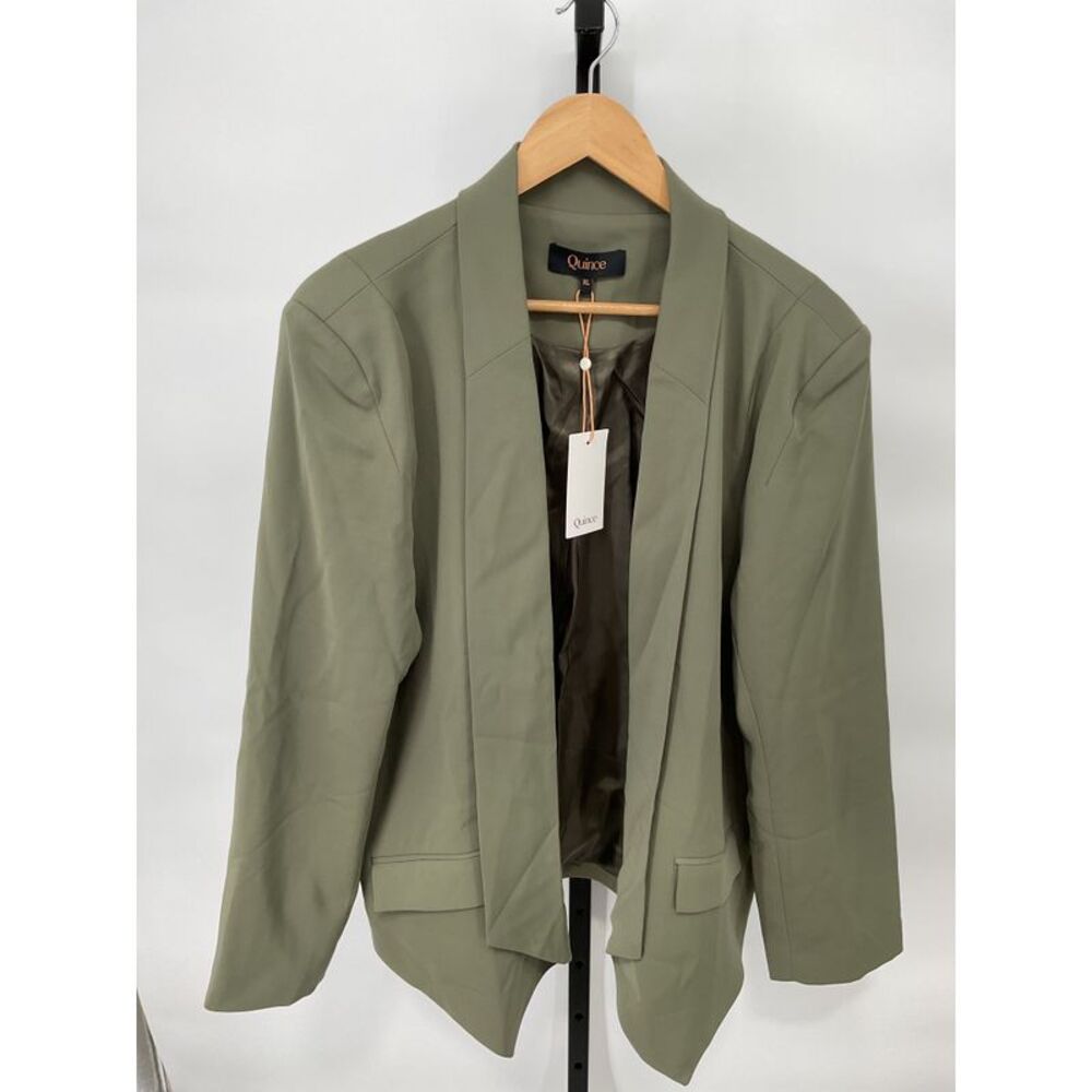 Quince Women's Stretch Crepe Open Blazer Olive Green Outerwear XL